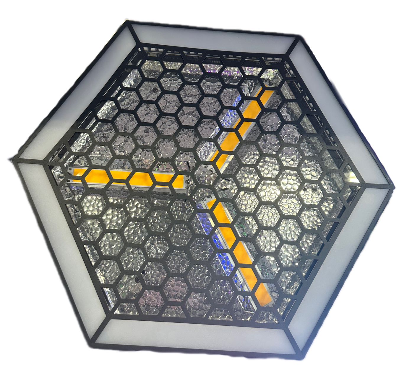 Three-Spoke Hexagonal LED Retro Light with RGB Auxiliary LEDs — product photo 1