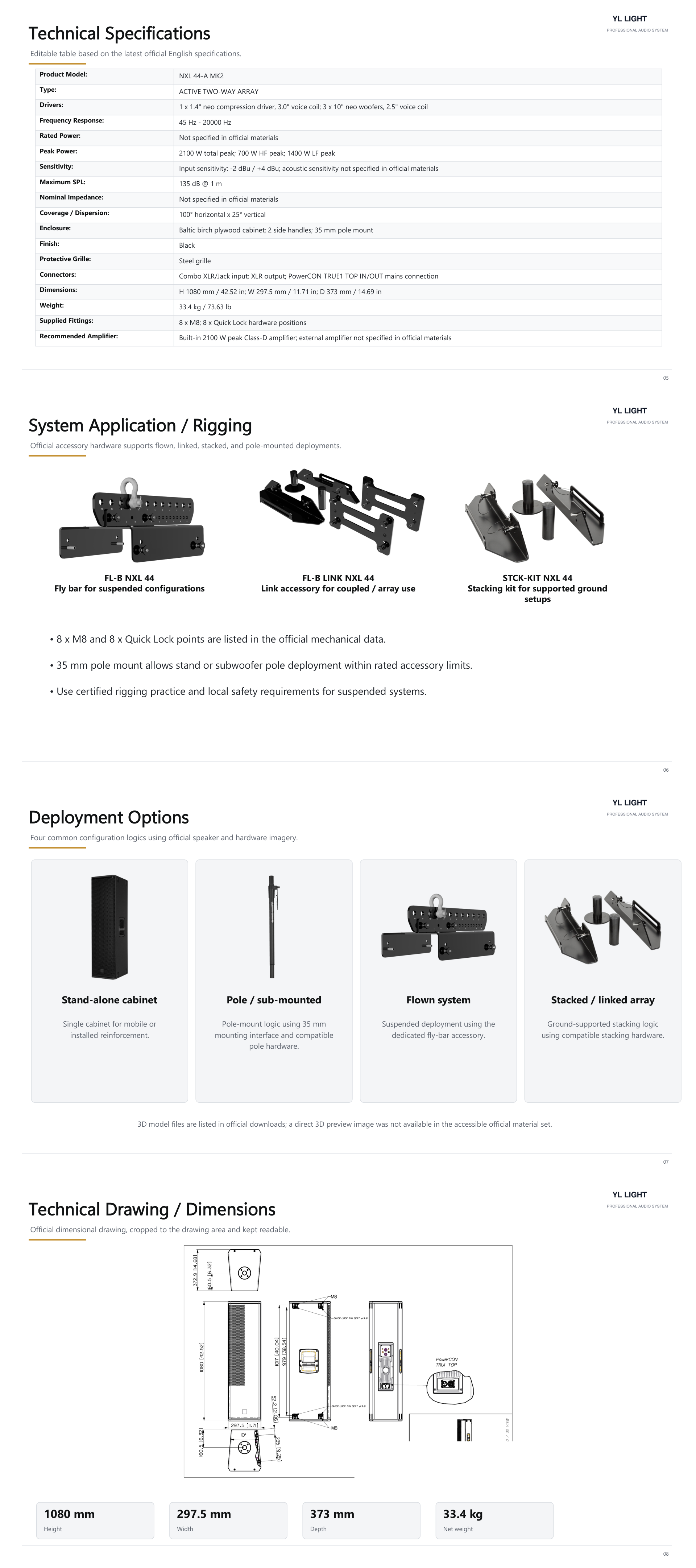 NXL-44-A-MK2 illustrated product details, pages 5 to 8