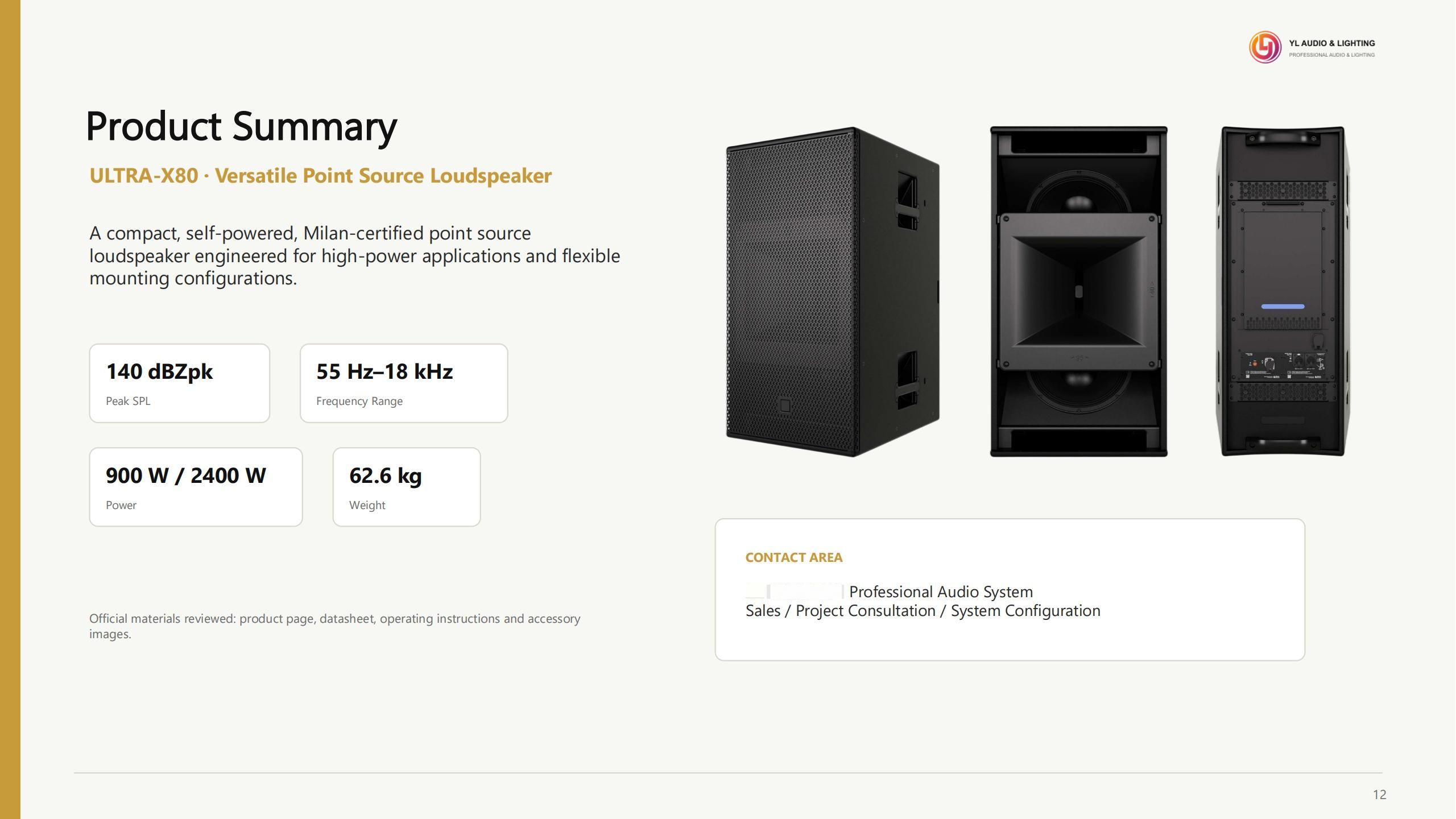 ULTRA-X80-LA-X80- Compact Dual 12-inch High-Directivity Point Source Loudspeaker — product detail 12