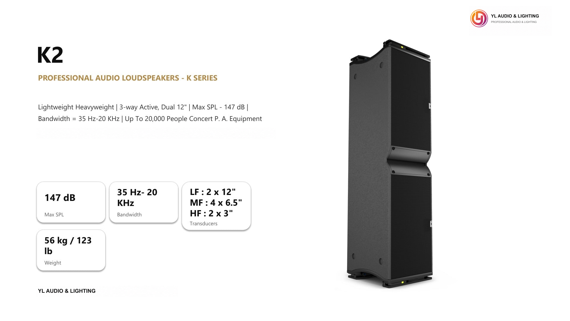 K2-K212-Large-format line array, 3-way active, dual 12'' LF — product detail 12