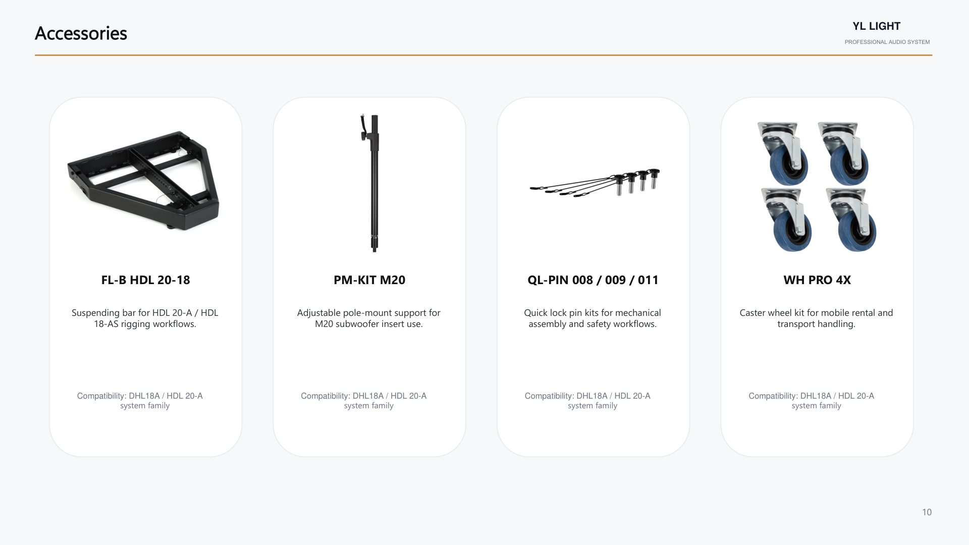 YL DHL18A: System accessories; product guide page 10