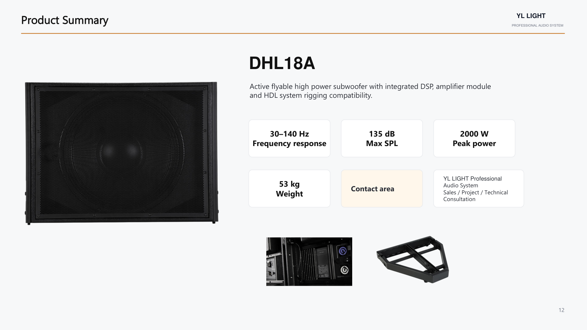 YL DHL18A: Product summary; product guide page 12